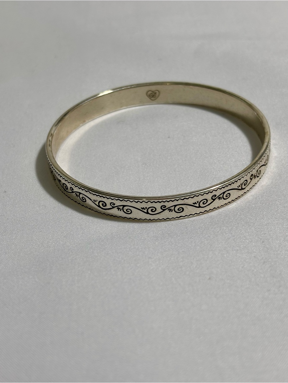 Brighton Vintage Silver Plated Canal Scroll Etched Bangle Bracelet  Classic